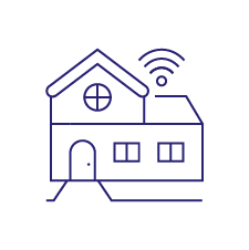 icon for Residential Internet with blue circle and WhiteBackground